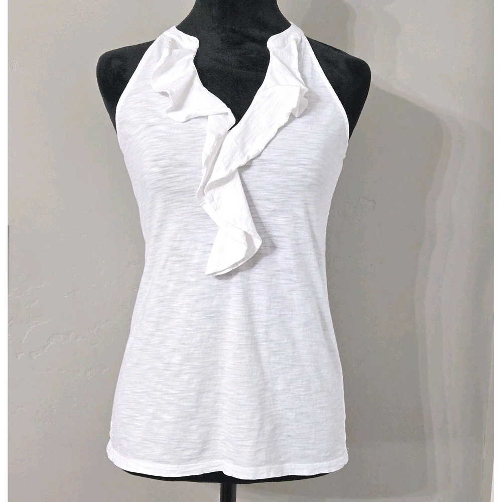 Lilly Pulitzer White Ruffled Halter Tank Top